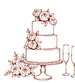 Tiered wedding cake with roses
